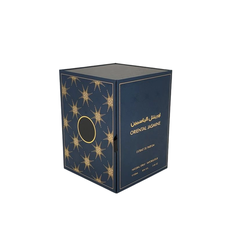 Boîte de parfum rigide de luxe avec logo en feuille d'or personnalisée et élégant plateau EVA HP002