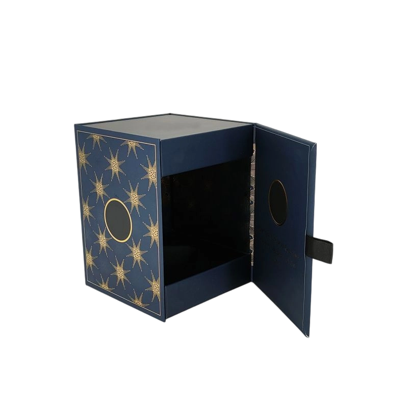 Boîte de parfum rigide de luxe avec logo en feuille d'or personnalisée et élégant plateau EVA HP002