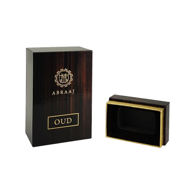 Emballage de parfum rigide artisanal avec détaillant en feuille d'or et insert en mousse EVA HP019