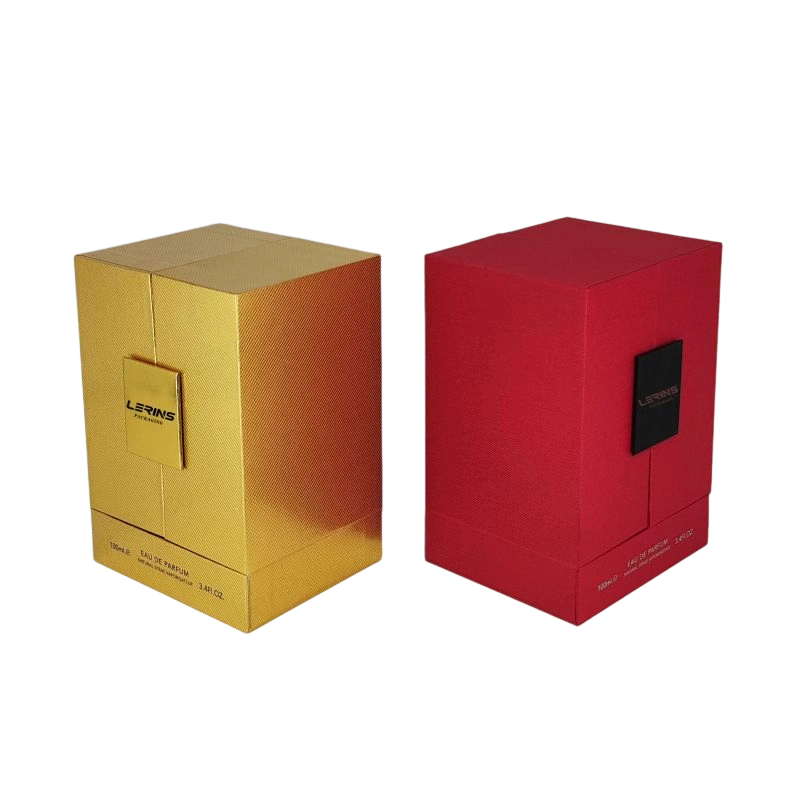 Boîte de parfum sophistiqué avec feuille d'or personnalisée et insert EVA, couvercle et conception de base HP016