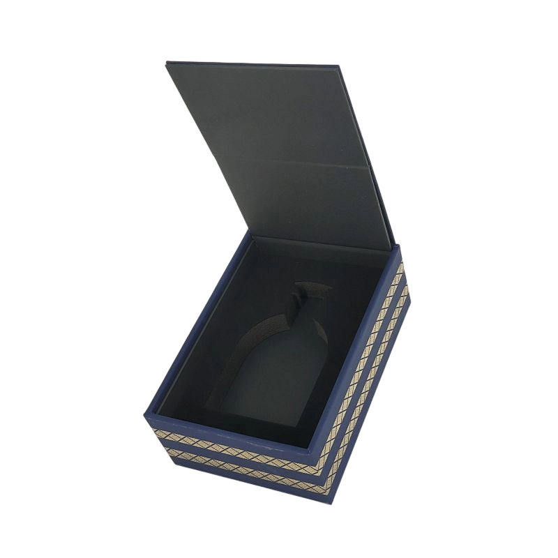 Boîte de parfum de luxe avec un gaufrage en feuille d'or personnalisée et un plateau EVA pour une protection supplémentaire HP018