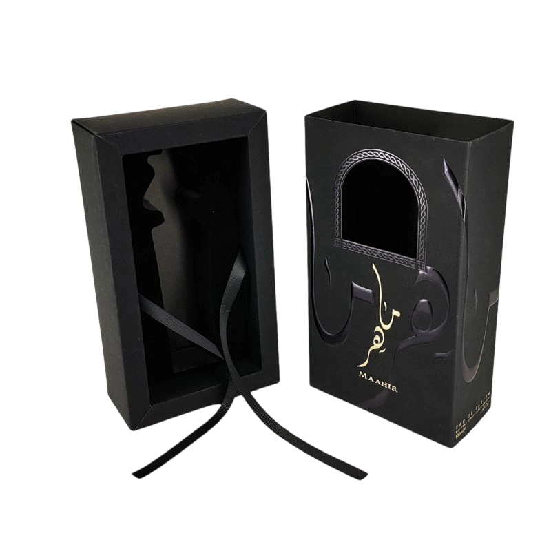 Boîte à parfum fait à la main avec un gaufrage en feuille d'or, un plateau EVA et une construction rigide HP027