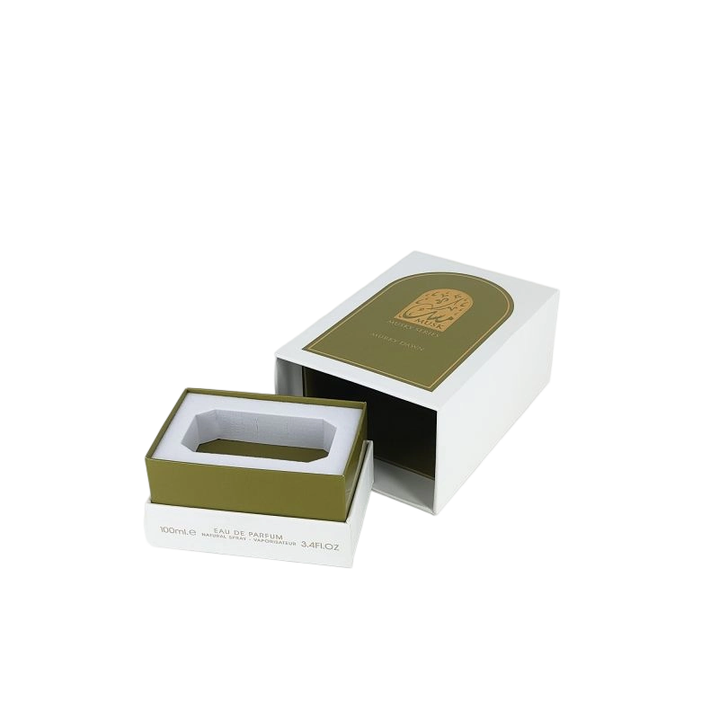 Boîte de parfum en papier d'or en papier avec plateau EVA, base rigide et conception de couvercle élégant HP031