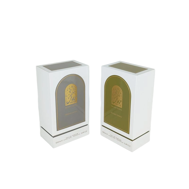 Boîte de parfum en papier d'or en papier avec plateau EVA, base rigide et conception de couvercle élégant HP031