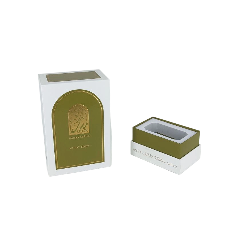 Boîte de parfum en papier d'or en papier avec plateau EVA, base rigide et conception de couvercle élégant HP031