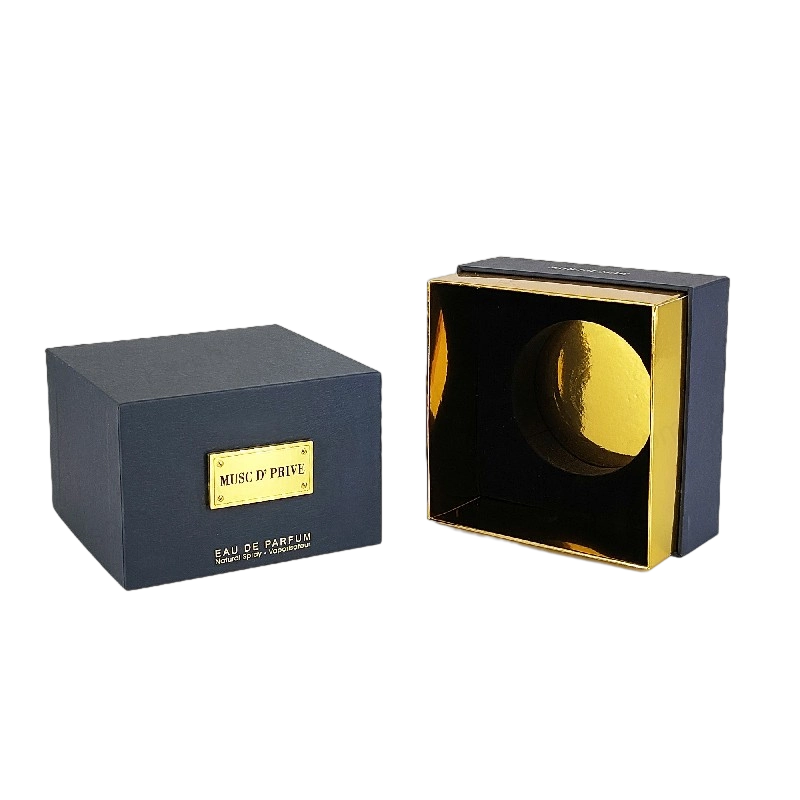 Emballage de parfum en feuille d'or de luxe avec structure rigide artisanale et insert du plateau EVA HP030