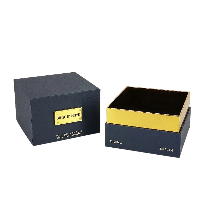 Emballage de parfum en feuille d'or de luxe avec structure rigide artisanale et insert du plateau EVA HP030